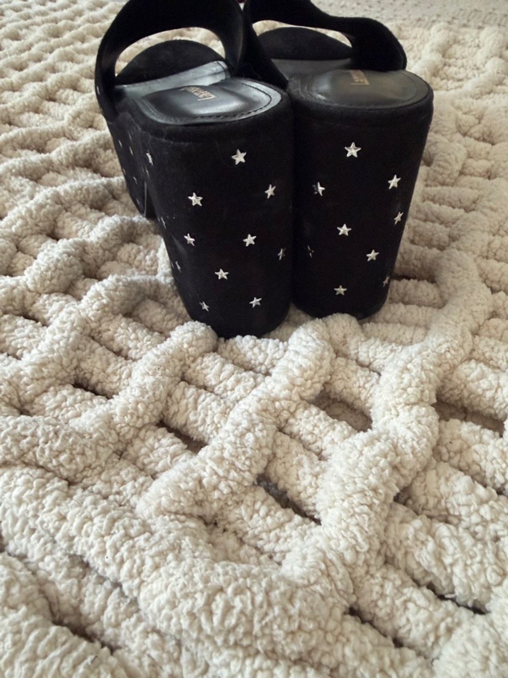 Larroude Black Suede Star-Studded Platform Mules - Picture 4 of 4